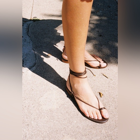 Emme Parsons // Lace Up Metallic Sandals - Picture 1 of 5